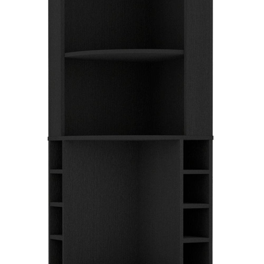 71" Black Wood Corner Bar Cabinet With Two Doors