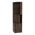 71" Walnut Wood Corner Bar Cabinet With Two Doors