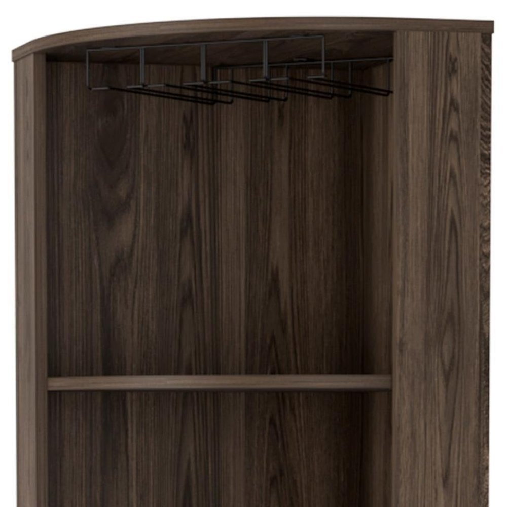 71" Walnut Wood Corner Bar Cabinet With Two Doors