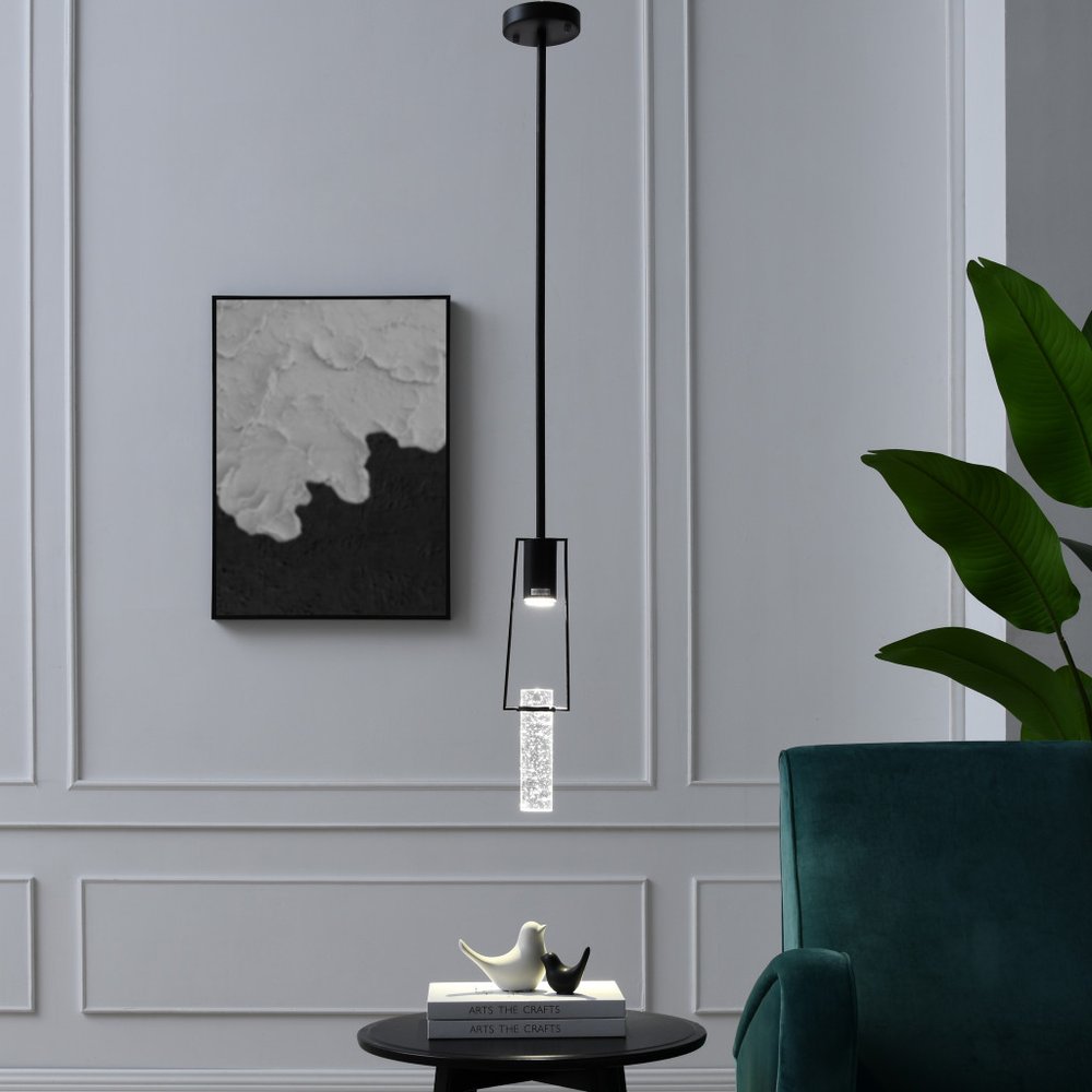 Black And Clear Transparent Metal LED Dimmable Chandelier With Clear Shades