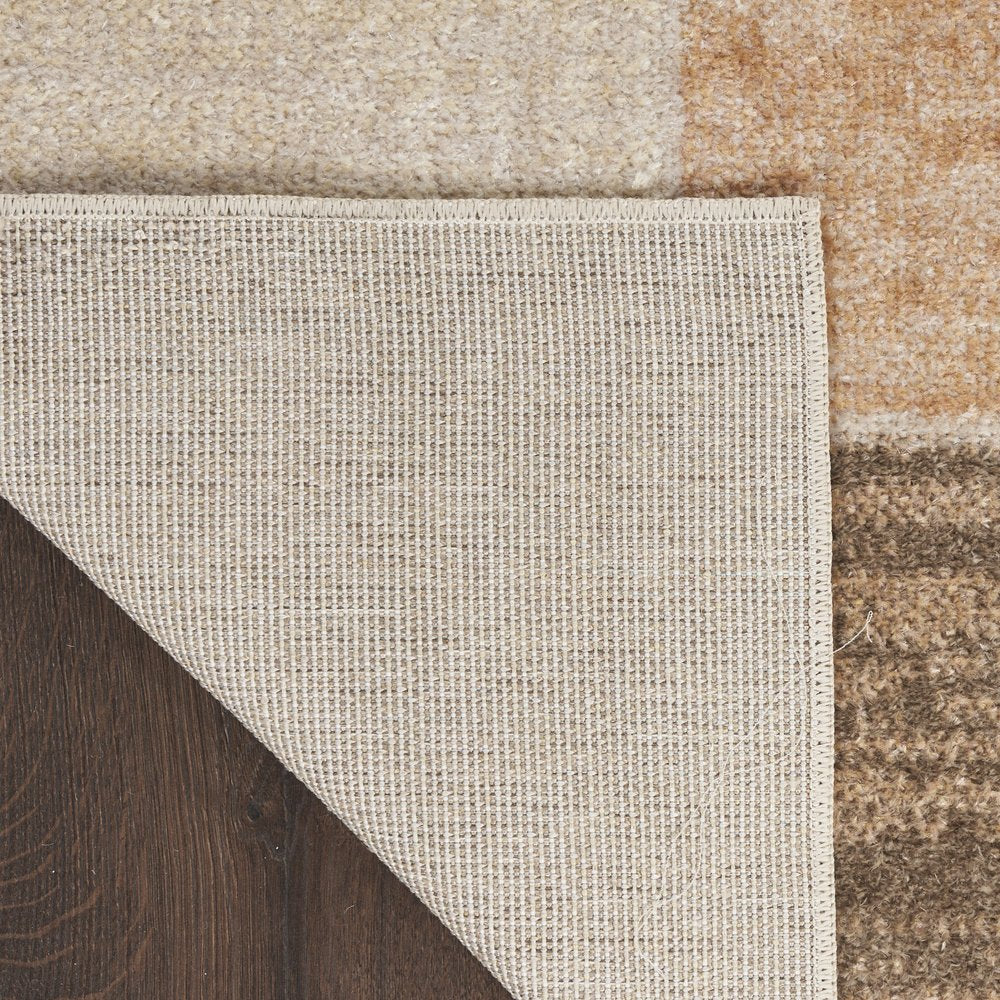 10' Beige Geometric Runner Rug