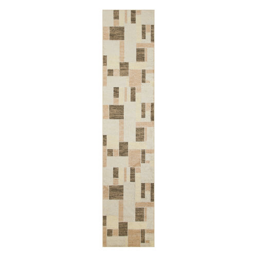 10' Beige Geometric Runner Rug