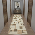 10' Beige Geometric Runner Rug