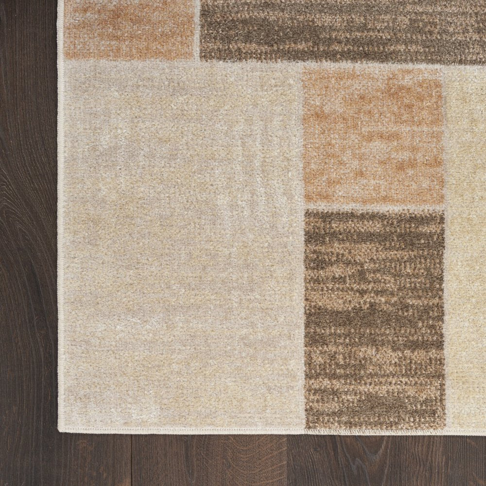 10' Beige Geometric Runner Rug