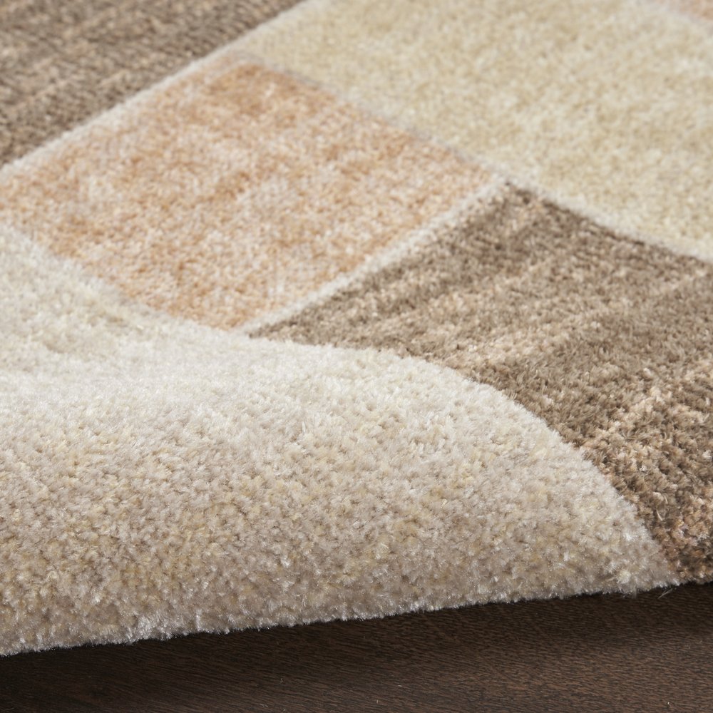 10' Beige Geometric Runner Rug