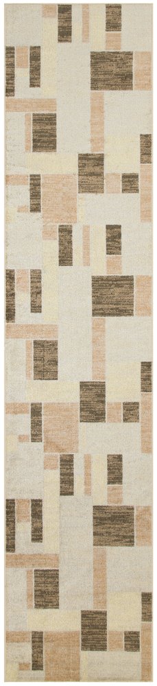 10' Beige Geometric Runner Rug