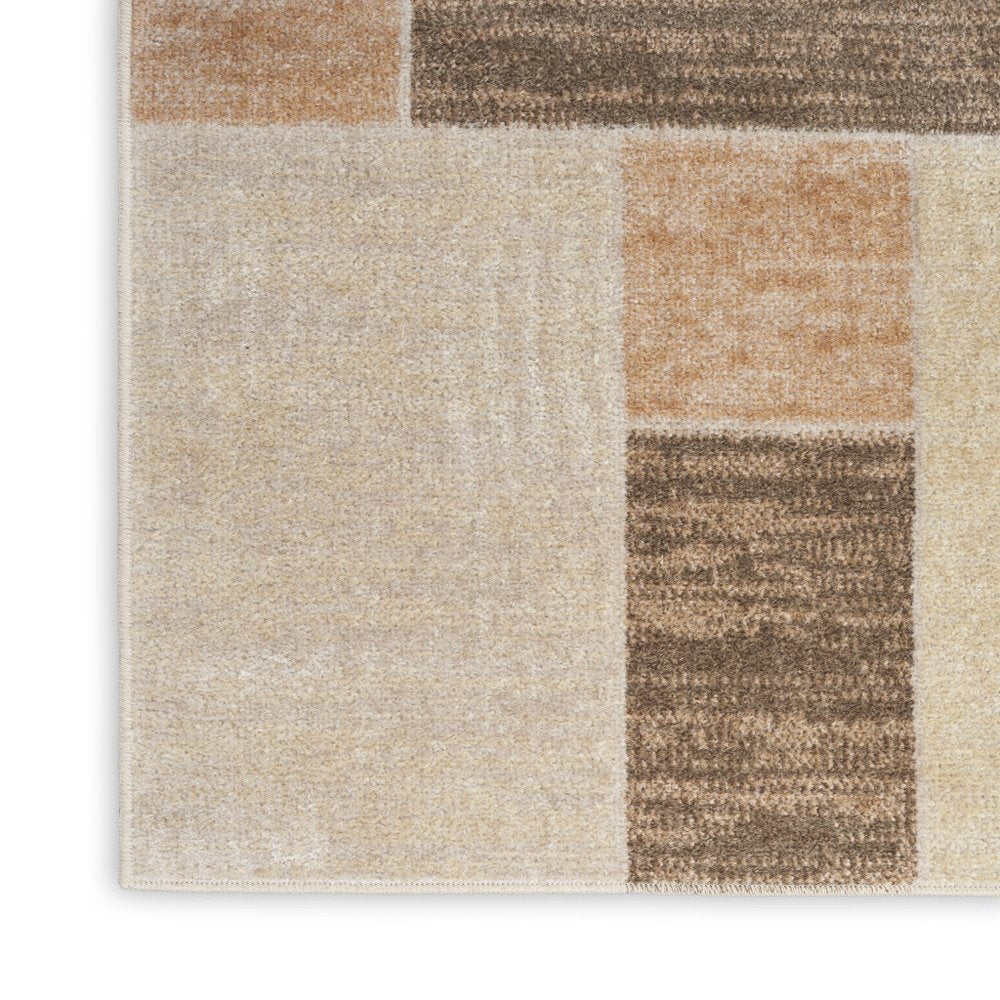 10' Beige Geometric Runner Rug