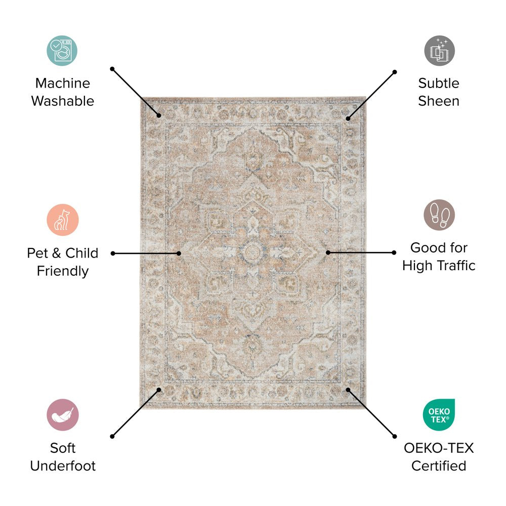 10' Beige Geometric Runner Rug