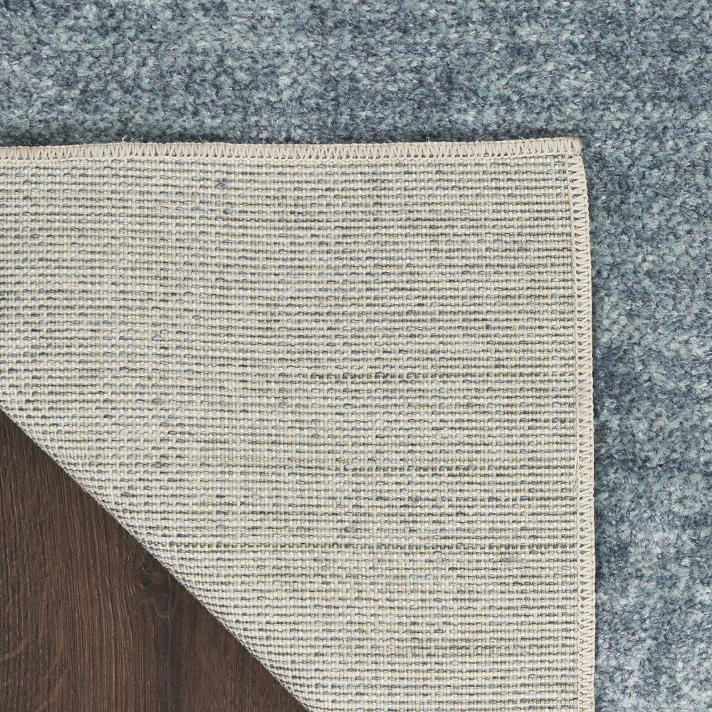 10' Blue Brown And Tan Geometric Washable Runner Rug