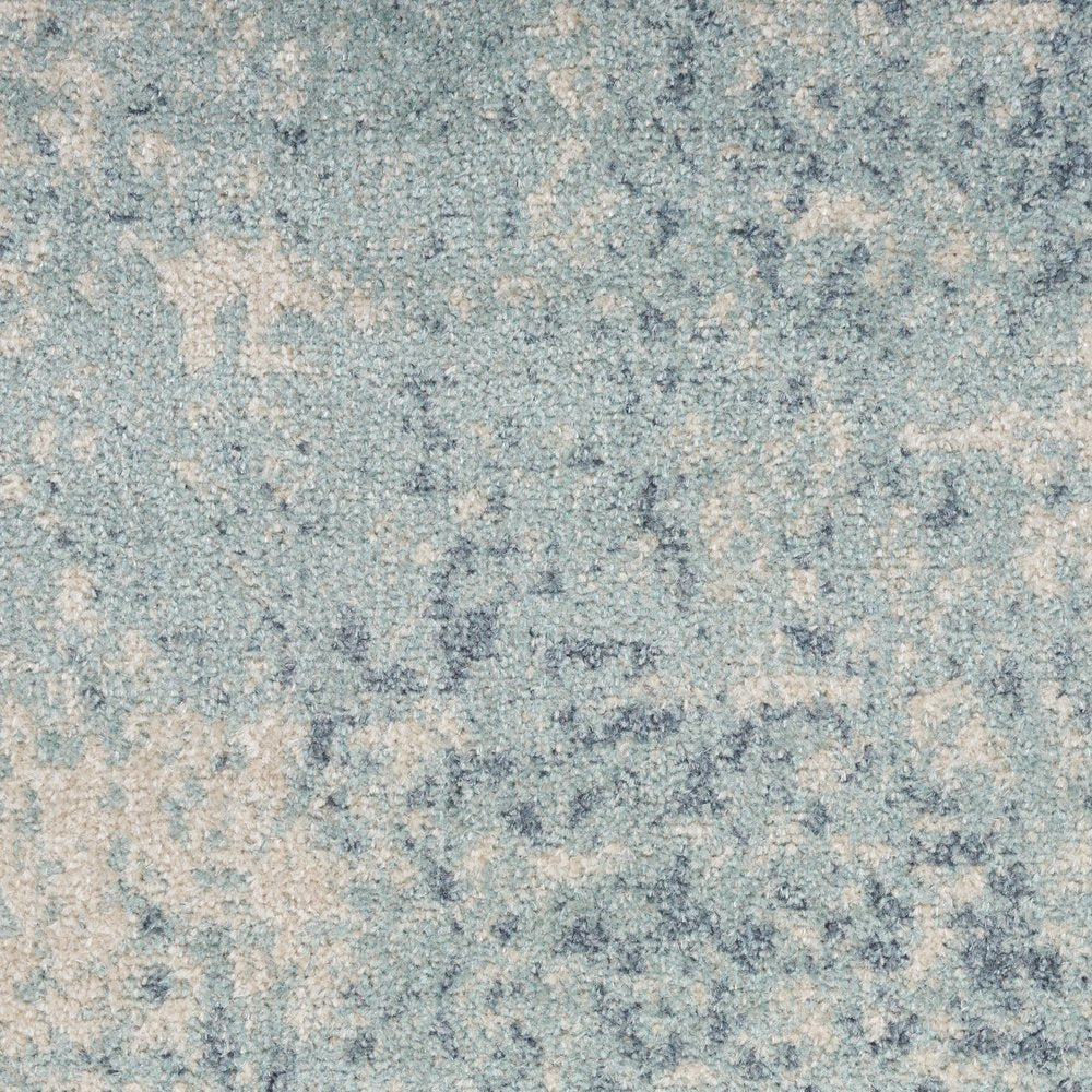 10' Blue And Ivory Abstract Washable Runner Rug