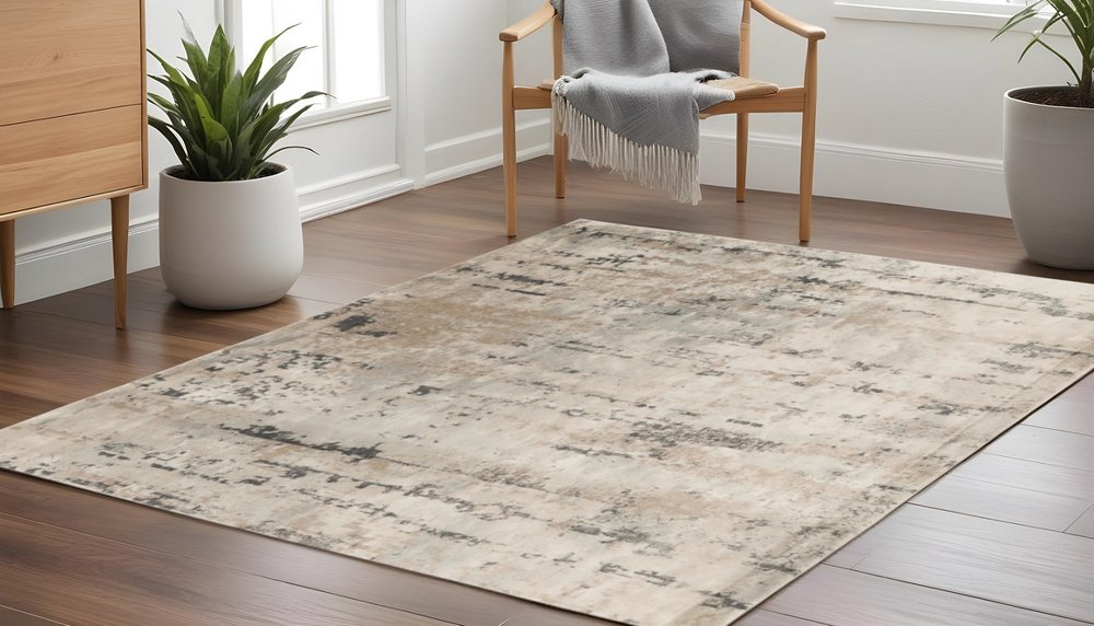10' Beige and Gray Square Abstract Power Loom Area Rug
