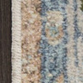 10' Beige Blue And Brown Floral Medallion Washable Runner Rug