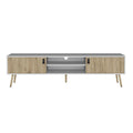 71" White And Beige Enclosed And Open Storage TV Stand