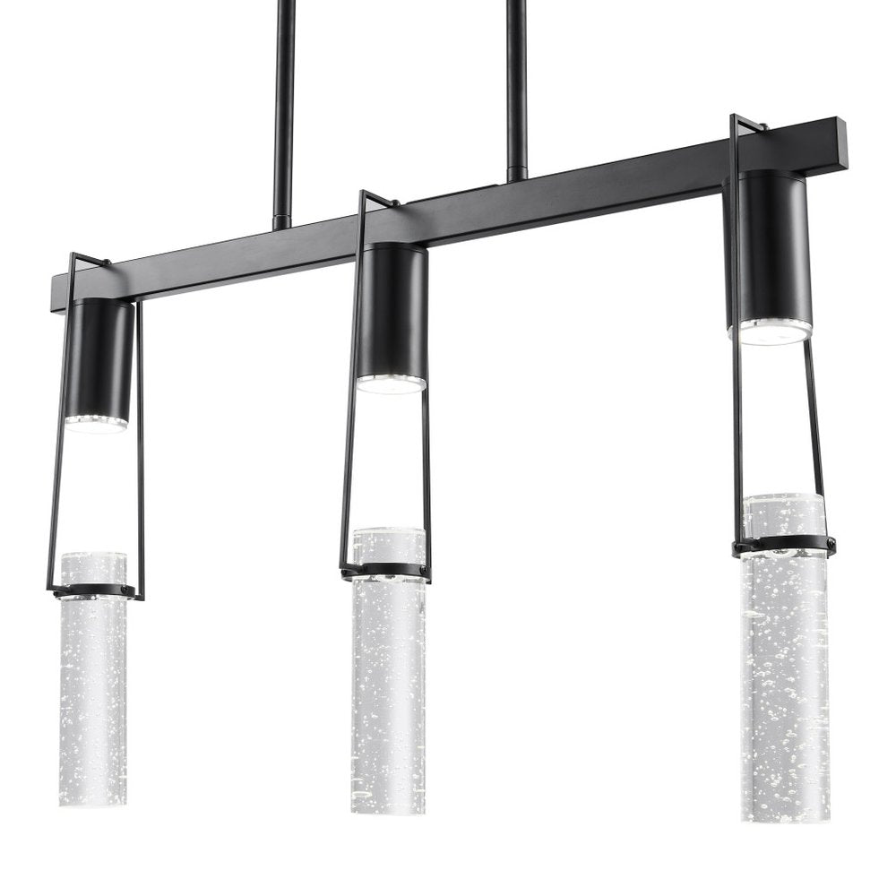 Black And Clear Three Light Metal Dimmable Smart Enabled Chandelier With Clear Shades