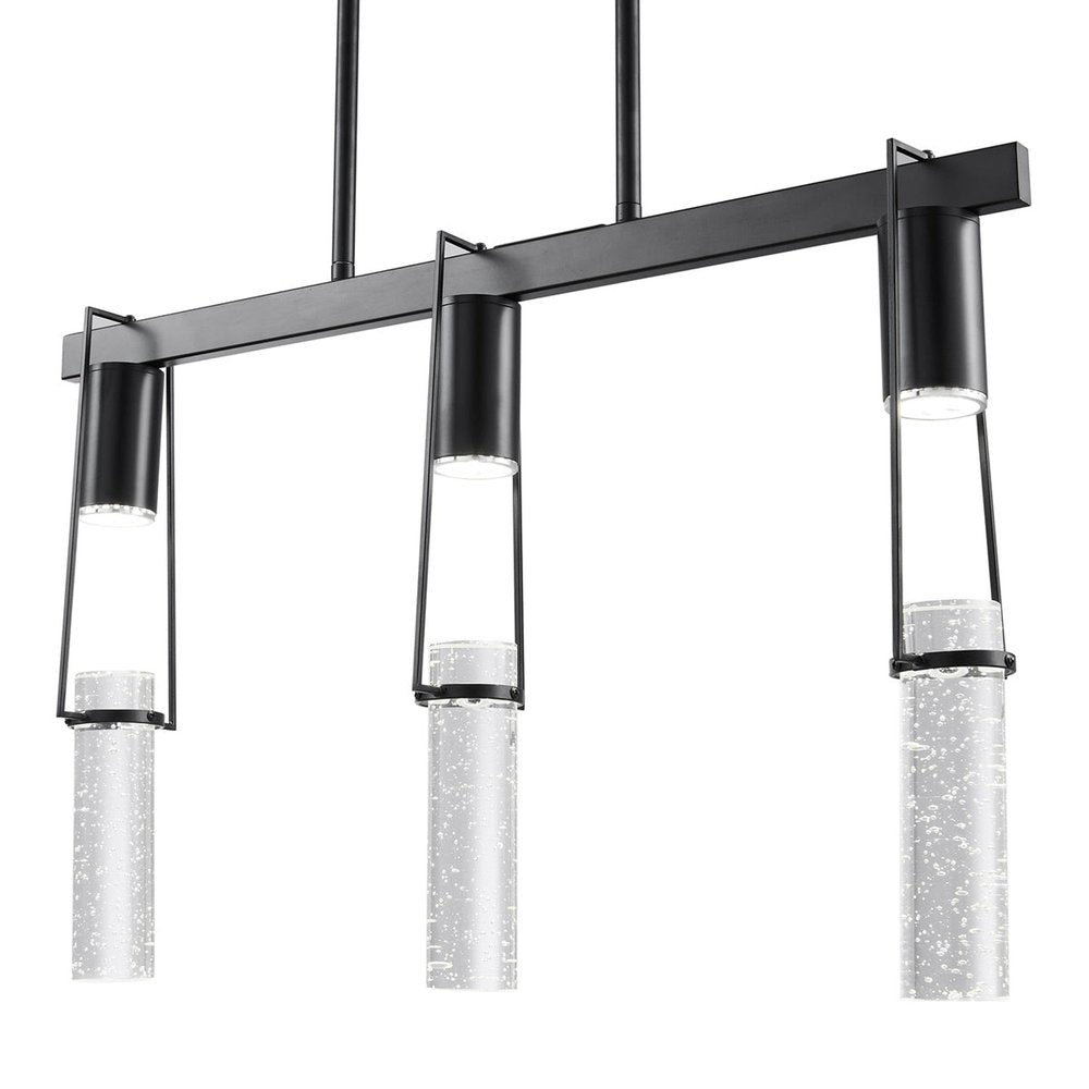 Black And Clear Three Light Metal Dimmable Smart Enabled Chandelier With Clear Shades