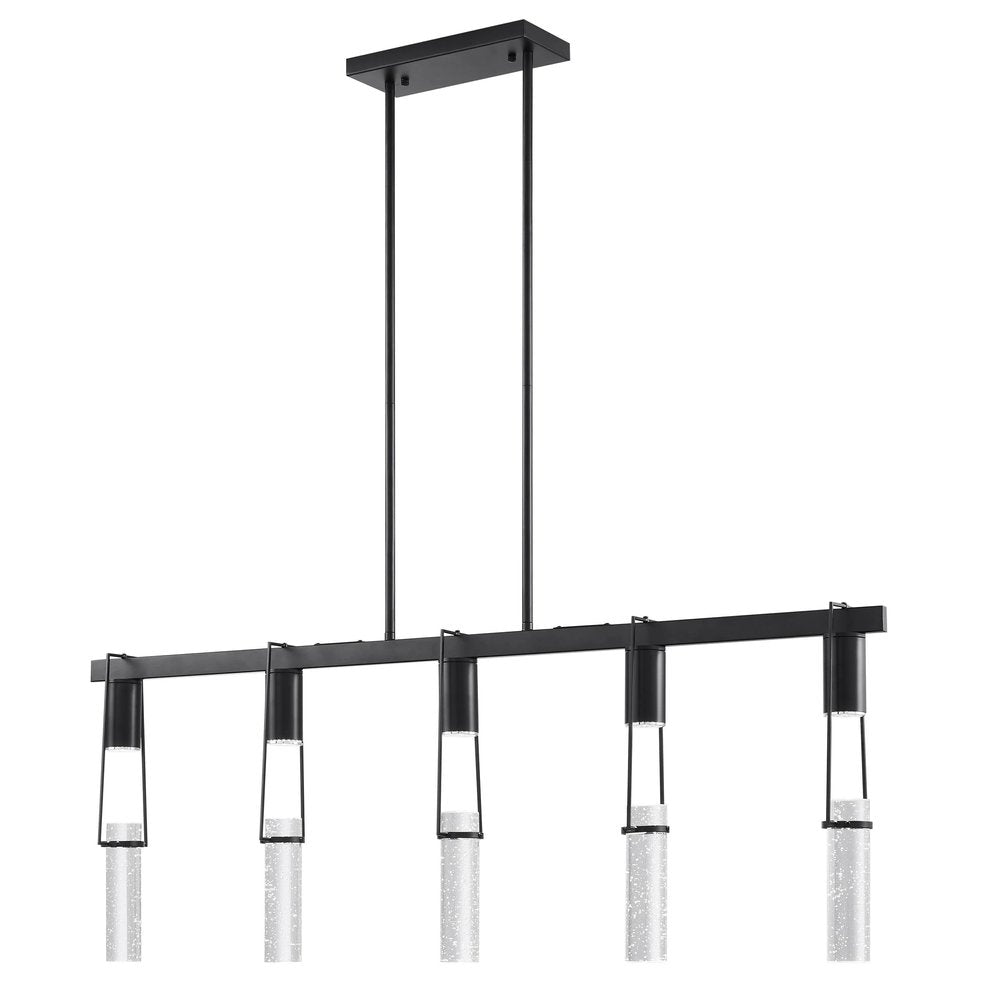 Black And Clear Five Light Metal Dimmable Smart Enabled Chandelier With Clear Shades