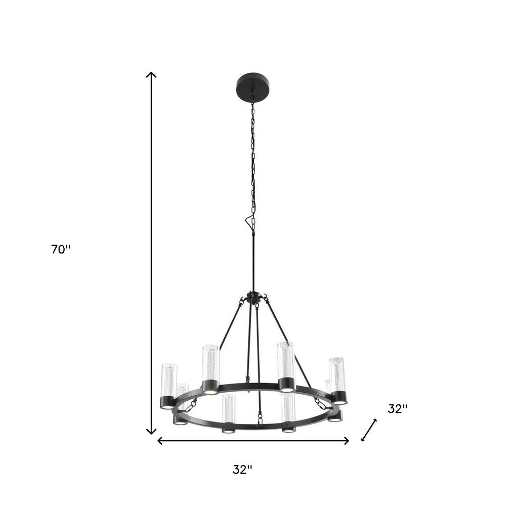 Black And Clear Candle Style Eight Light Metal Dimmable Smart Enabled Chandelier With Clear Shades