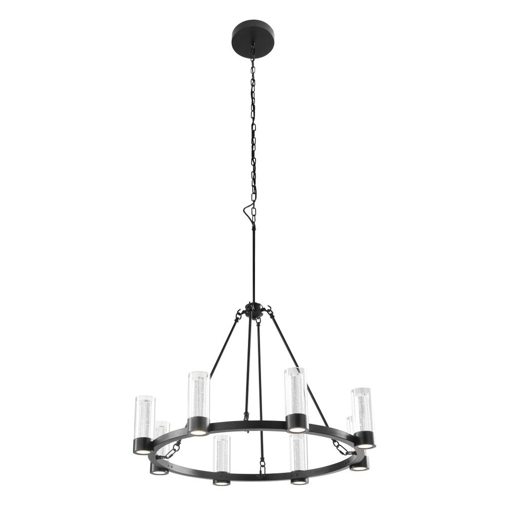 Black And Clear Candle Style Eight Light Metal Dimmable Smart Enabled Chandelier With Clear Shades