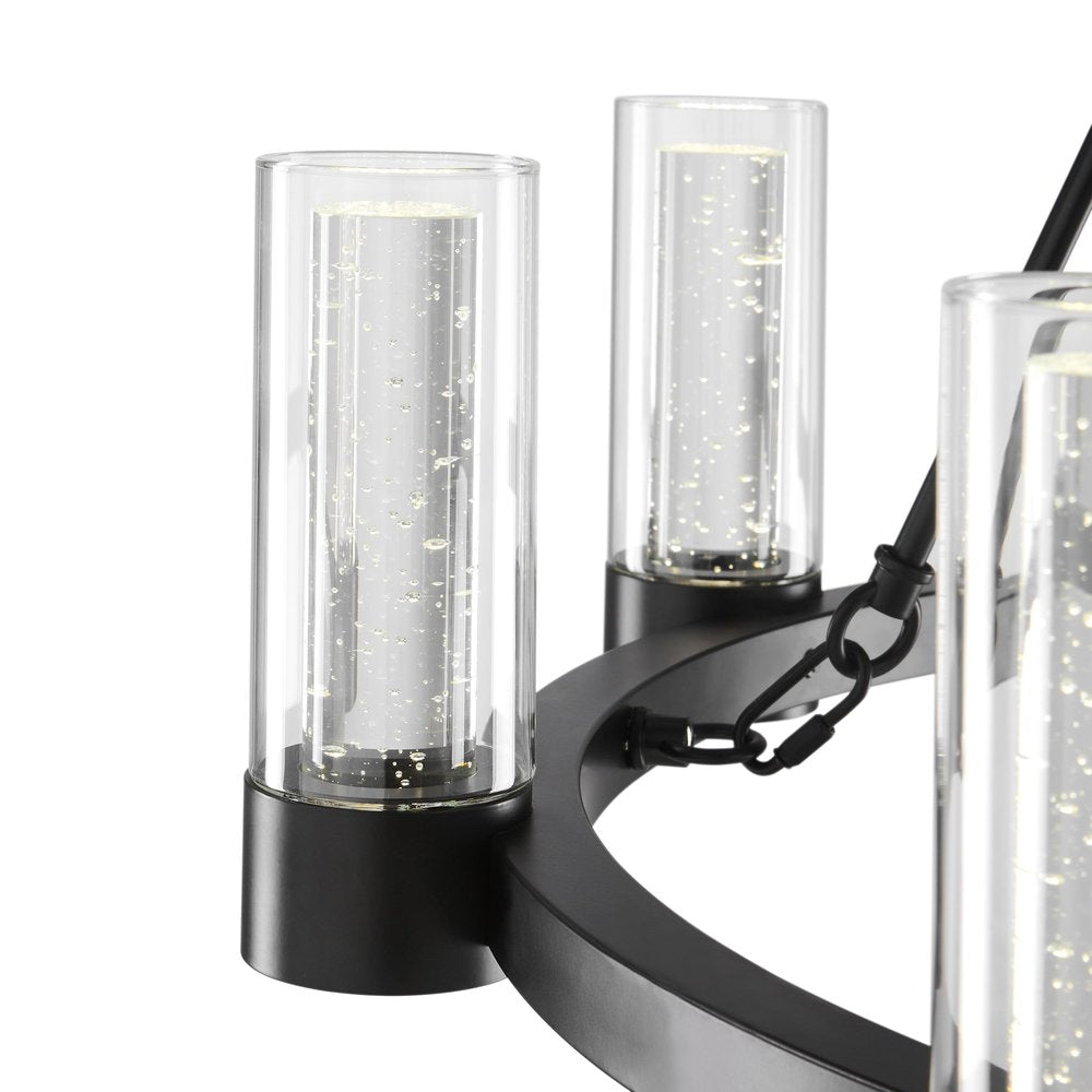 Black And Clear Candle Style Eight Light Metal Dimmable Smart Enabled Chandelier With Clear Shades