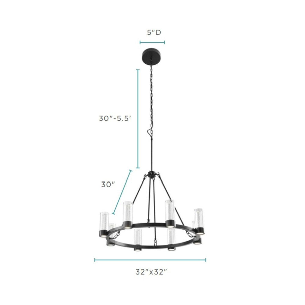 Black And Clear Candle Style Eight Light Metal Dimmable Smart Enabled Chandelier With Clear Shades