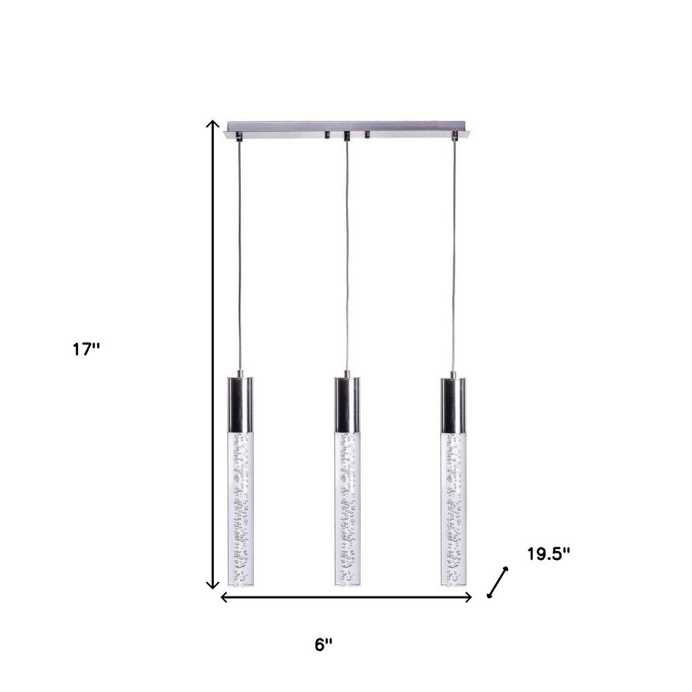 Black And Clear Three Light Transparent Metal Dimmable Smart Enabled Chandelier With Clear Shades