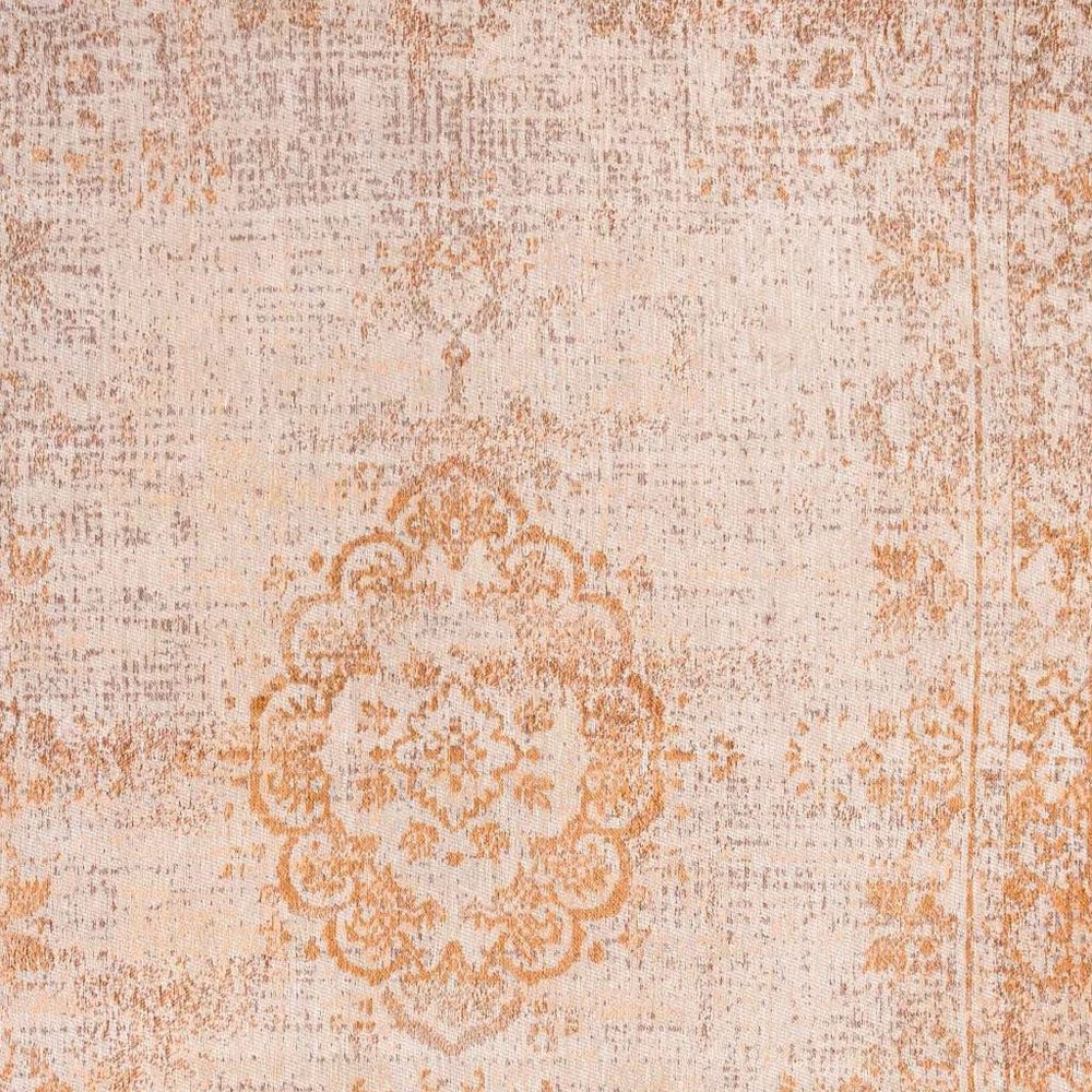 9' X 13' Orange And White Medallion ,Washable, Area Rug