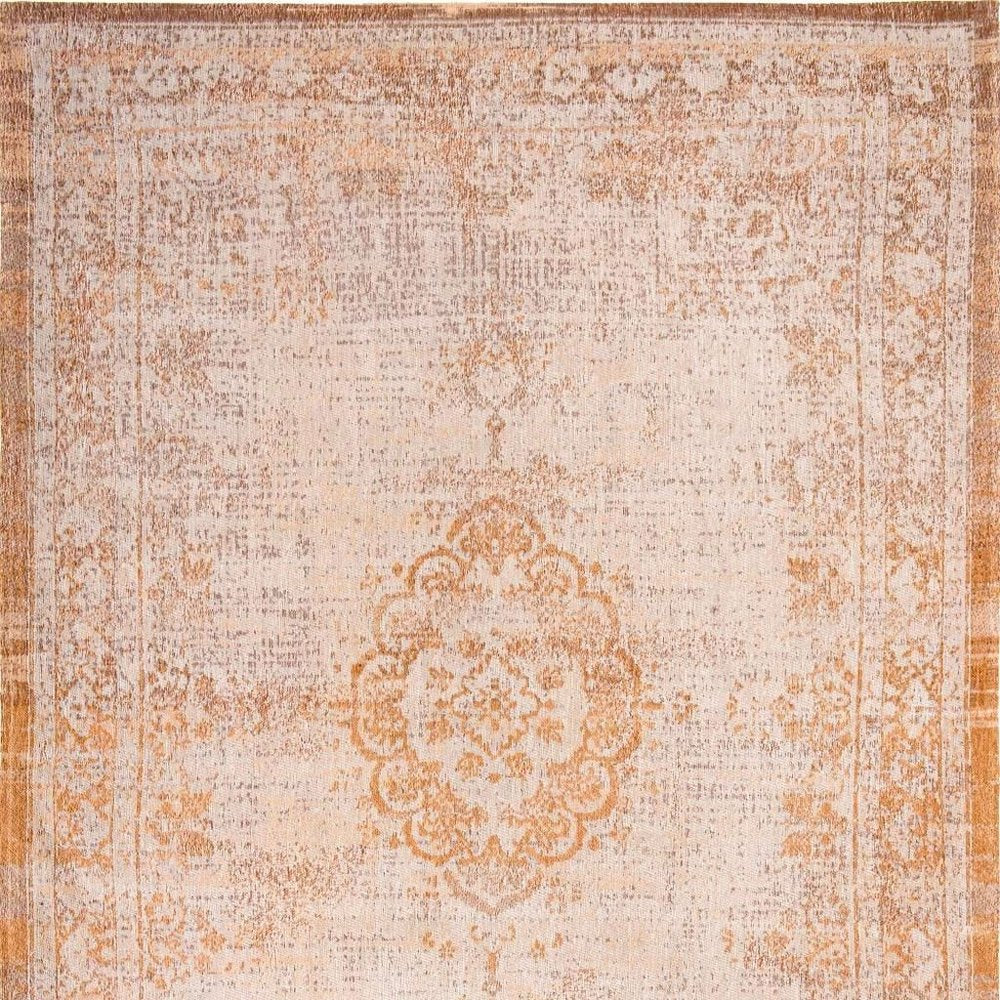 9' X 13' Orange And White Medallion ,Washable, Area Rug