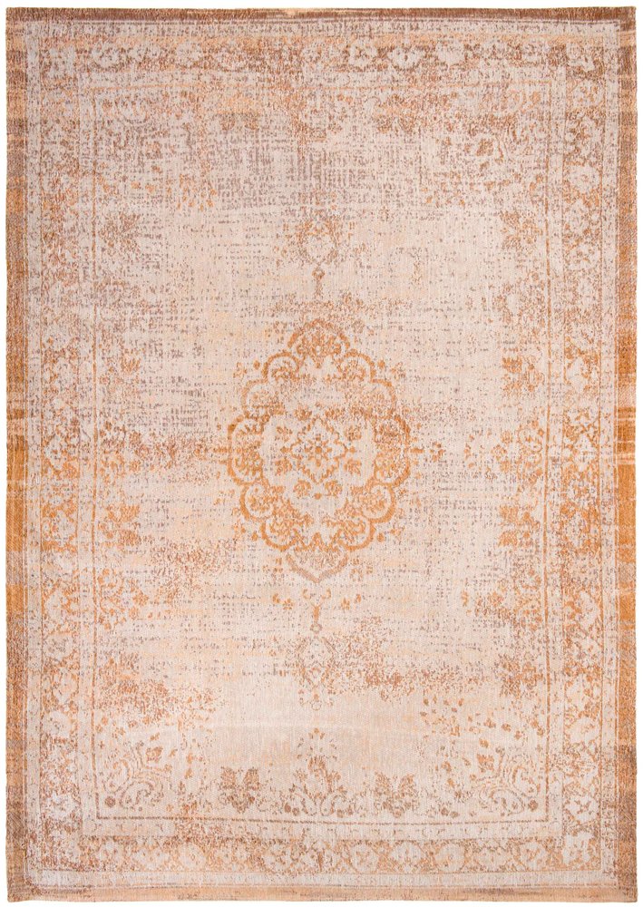 9' X 13' Orange And White Medallion ,Washable, Area Rug