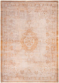 9' X 13' Orange And White Medallion ,Washable, Area Rug