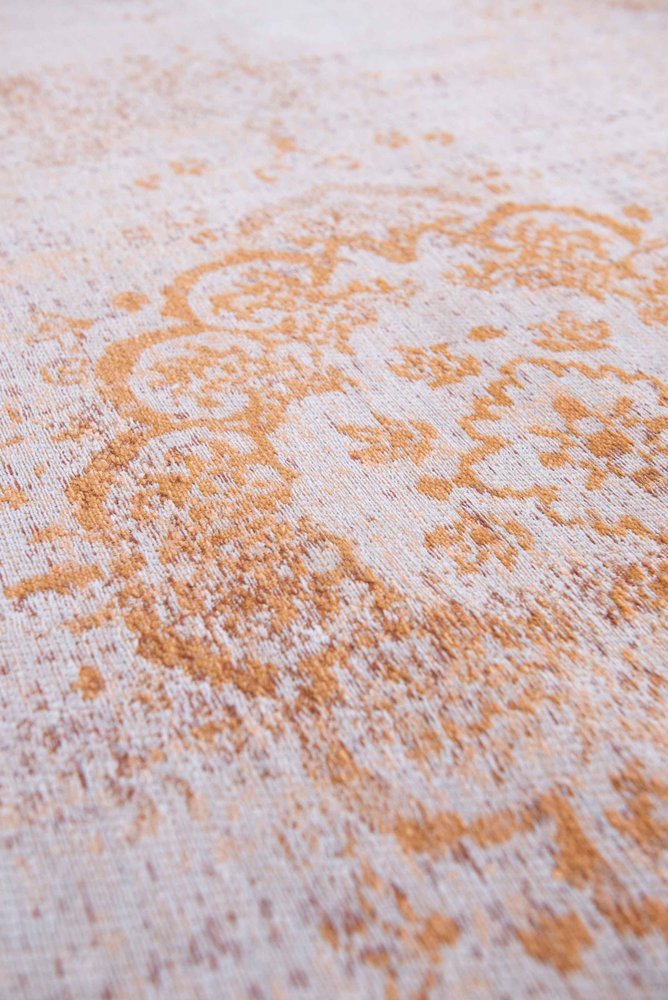 9' X 13' Orange And White Medallion ,Washable, Area Rug