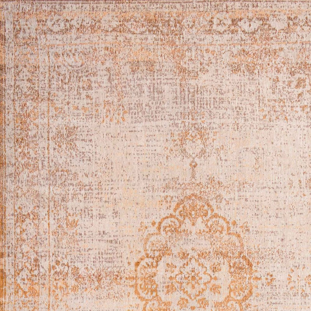 9' X 13' Orange And White Medallion ,Washable, Area Rug