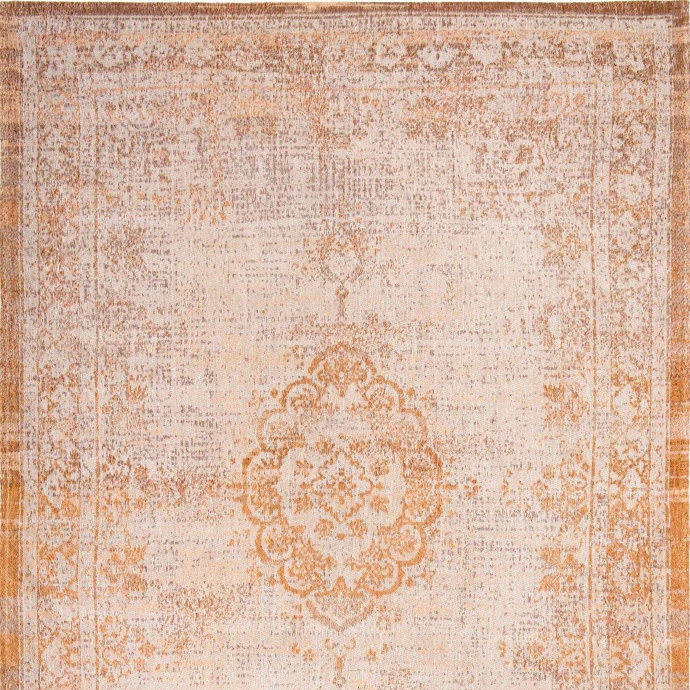 9' X 13' Orange And White Medallion ,Washable, Area Rug