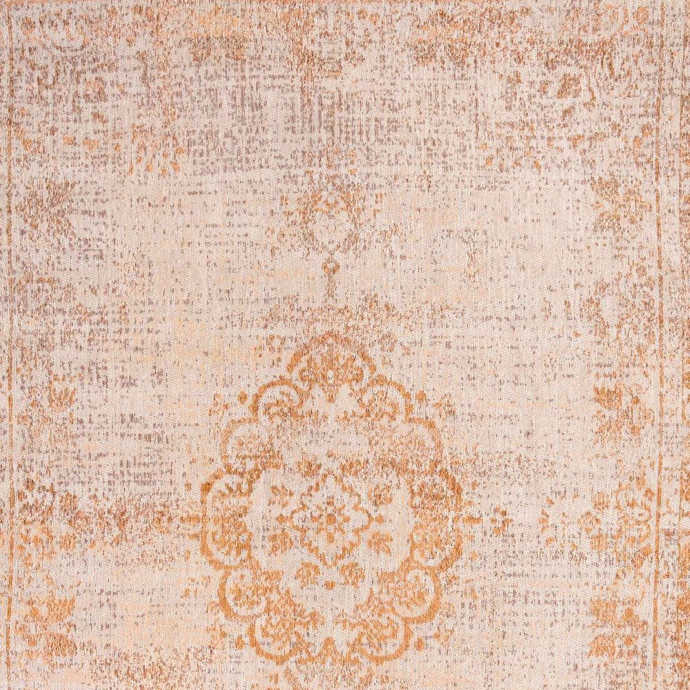 9' X 13' Orange And White Medallion ,Washable, Area Rug