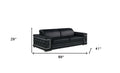 Two Piece Black Genuine Leather Five Person Seating Set