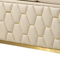 Two Piece Beige Italian Leather Five Person Seating Set