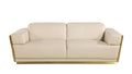 Three Piece Beige Italian Leather Six Person Seating Set