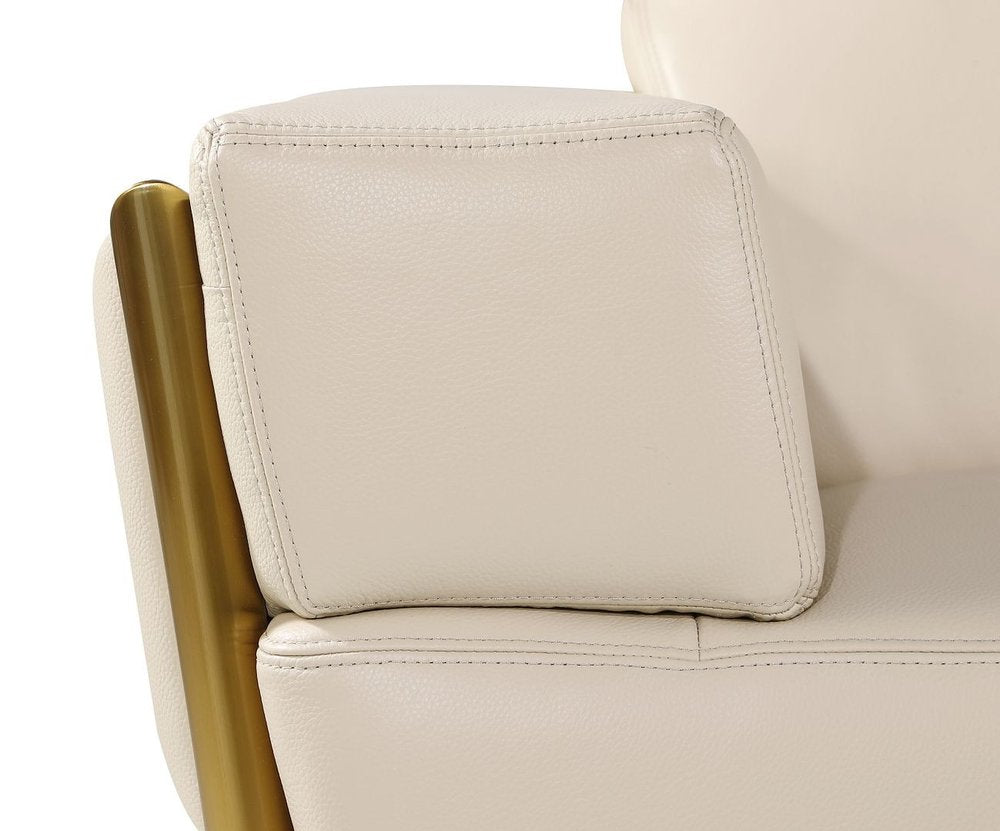 70" Beige And Gold Italian Leather Love Seat