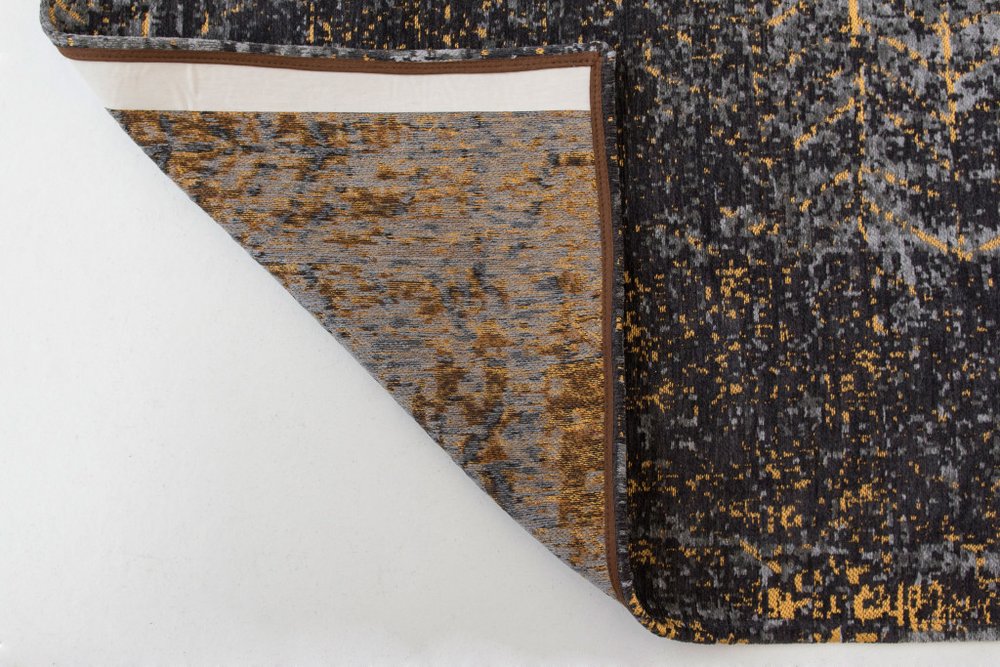 10' Black And Gold Chevron Washable Runner Rug