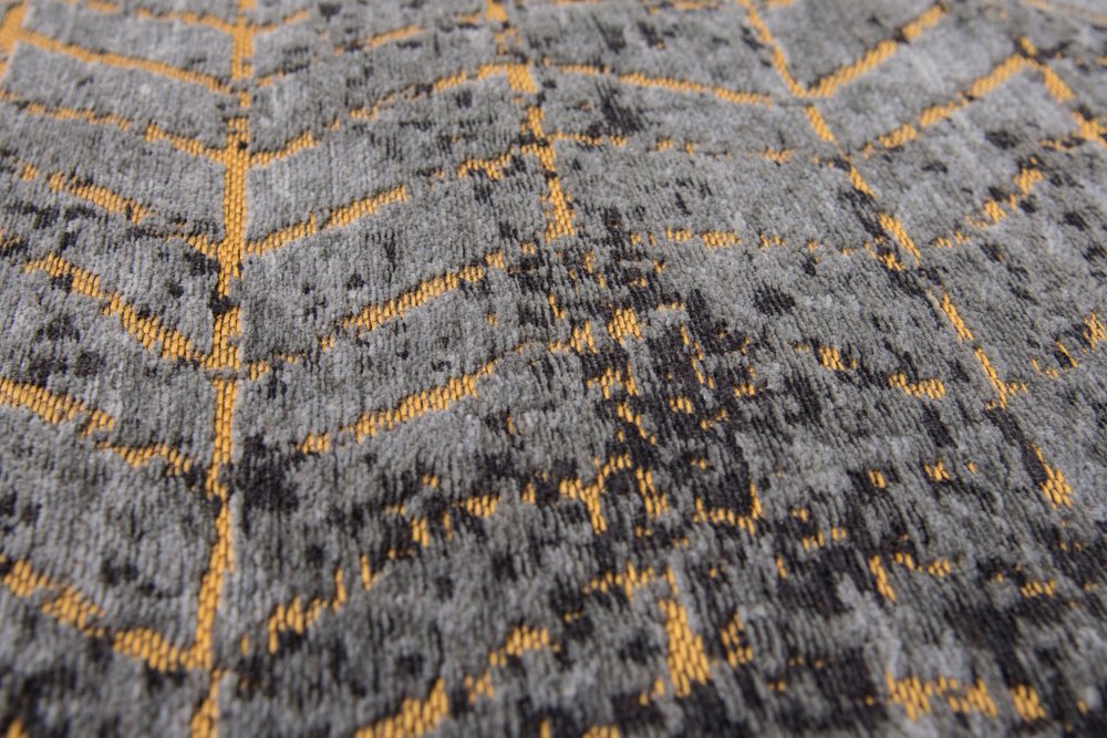 10' Black And Gold Chevron Washable Runner Rug