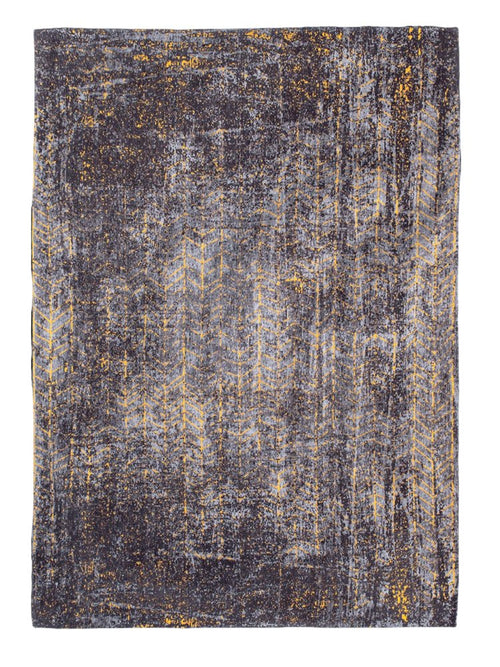 10' Black And Gold Chevron Washable Runner Rug