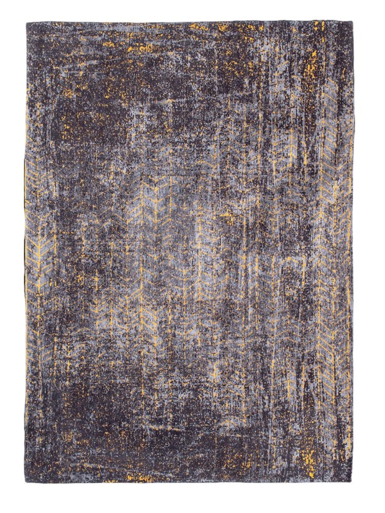10' Black And Gold Chevron Washable Runner Rug