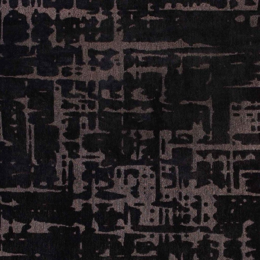 10' Black And Gray Abstract Washable Runner Rug