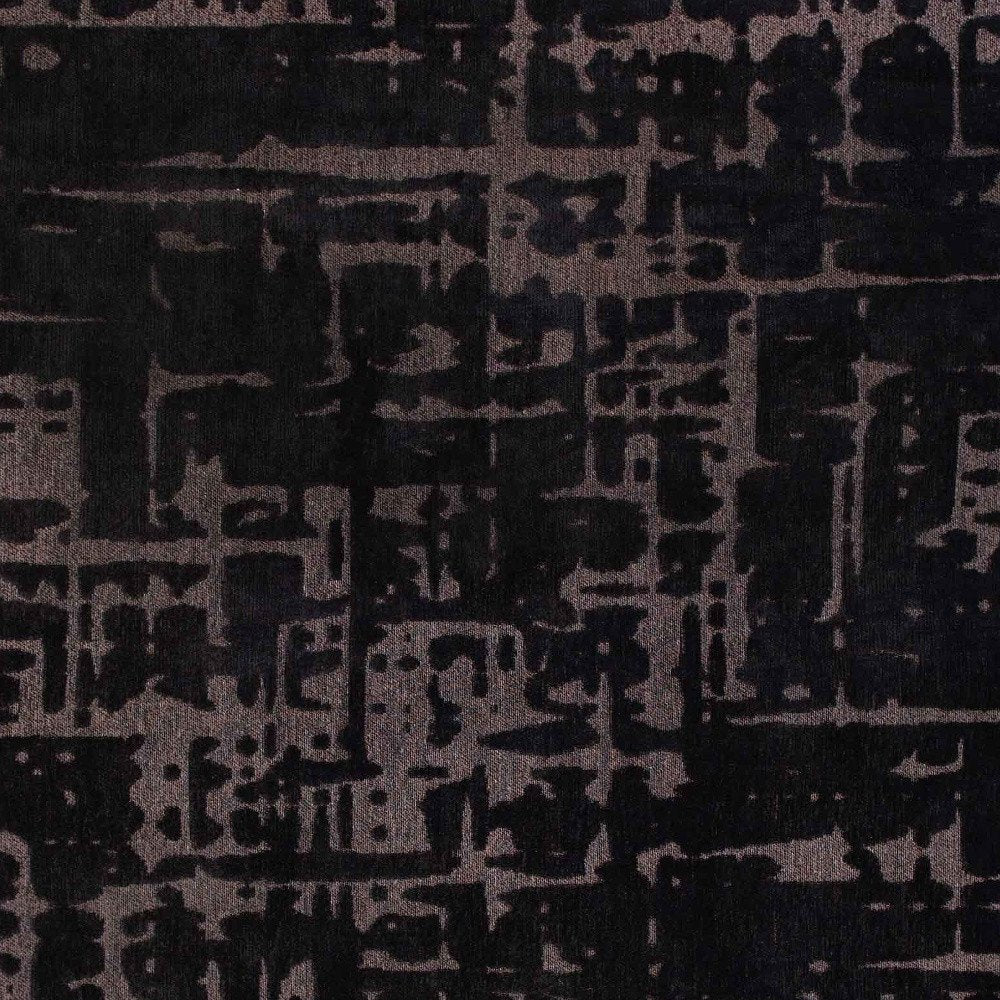 10' Black And Gray Abstract Washable Runner Rug