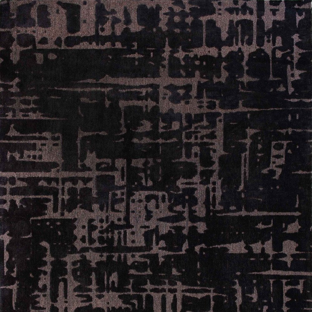 10' Black And Gray Abstract Washable Runner Rug