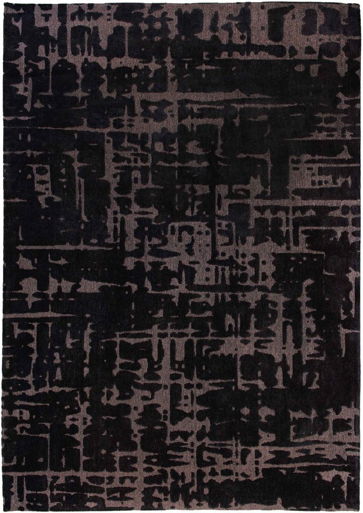 10' Black And Gray Abstract Washable Runner Rug