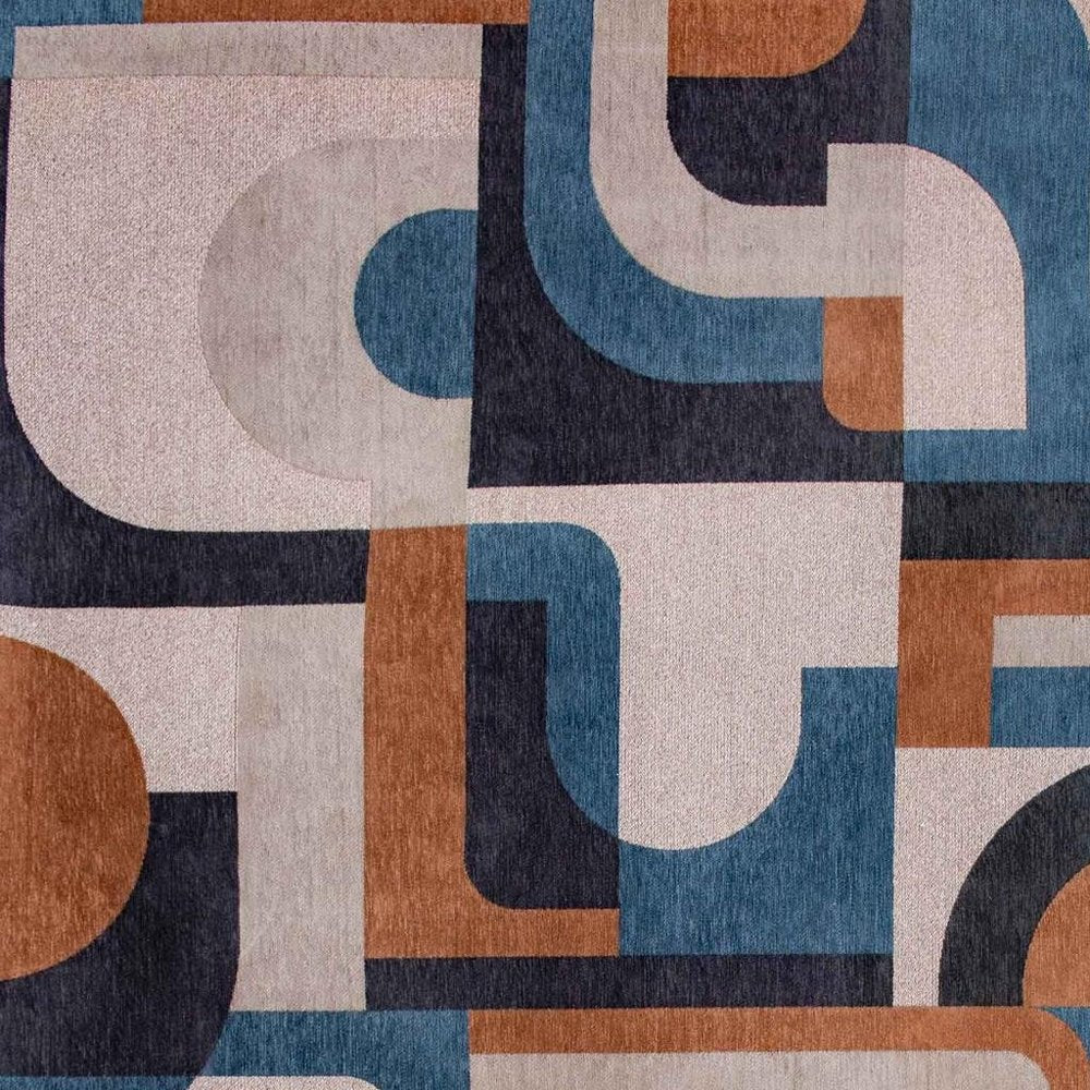 10' Beige And Gray Geometric Washable Runner Rug