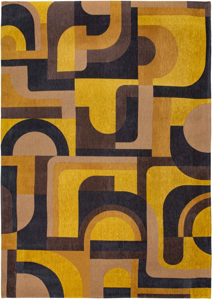 10' Black And Yellow Geometric Washable Runner Rug
