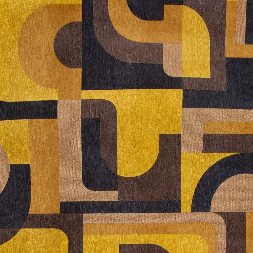 10' Black And Yellow Geometric Washable Runner Rug