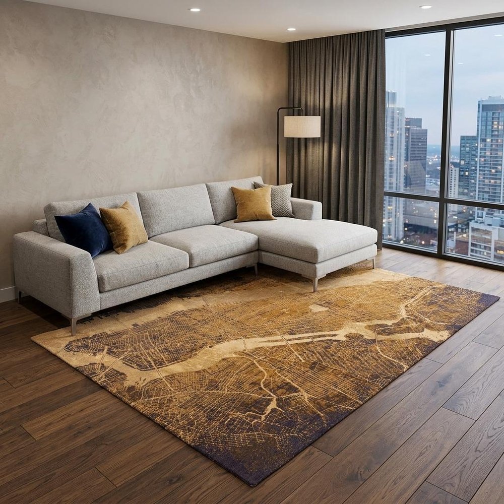 9' X 13' Yellow Abstract Non Skid Area Rug