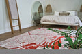 9' X 13' Red and White Abstract Non Skid Area Rug
